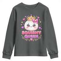 Squishy Queen Kawaii Glitter Dumpling Graphic Youth Sweatshirt Cute Tiara Crown and Pink Bow