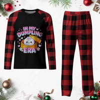 In My Dumpling Era Kawaii Pastel Graphic Plaid Pajama Set Retro Groovy Glitter Bao Steamer Basket