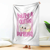You Are A Glitter Dumpling Cute Preppy Pastel Graphic Throw Blanket Kawaii Pastel Pink Striped Food Quote