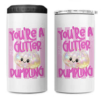 You Are A Glitter Dumpling Cute Preppy Pastel Graphic 4 in 1 Can Cooler Tumbler Kawaii Pastel Pink Striped Food Quote