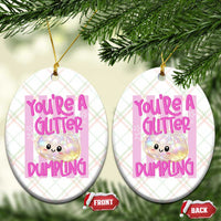 You Are A Glitter Dumpling Cute Preppy Pastel Graphic Ceramic Ornament Kawaii Pastel Pink Striped Food Quote