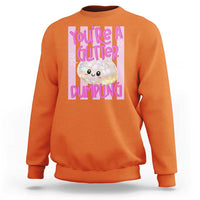 You Are A Glitter Dumpling Cute Preppy Pastel Graphic Sweatshirt Kawaii Pastel Pink Striped Food Quote