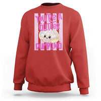 You Are A Glitter Dumpling Cute Preppy Pastel Graphic Sweatshirt Kawaii Pastel Pink Striped Food Quote