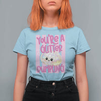 You Are A Glitter Dumpling Cute Preppy Pastel Graphic T Shirt For Women Kawaii Pastel Pink Striped Food Quote