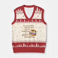Be A Glitter Dumpling Kawaii Graphic V-Neck Knit Sweater Vest In A World Squish Squad Mystery Box