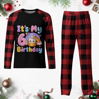 Its My 6th Birthday Kawaii Glitter Dumpling Graphic Plaid Pajama Set Cute 6 Years Old Rainbow Bday Girl Party