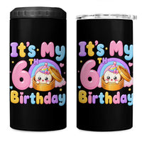 Its My 6th Birthday Kawaii Glitter Dumpling Graphic 4 in 1 Can Cooler Tumbler Cute 6 Years Old Rainbow Bday Girl Party