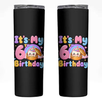 Its My 6th Birthday Kawaii Glitter Dumpling Graphic Skinny Tumbler Cute 6 Years Old Rainbow Bday Girl Party