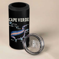 Cape Verde Islands Map National Flag 4 in 1 Can Cooler Tumbler Cabo Verde Archipelago Geography Pride
