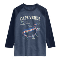 Cape Verde Islands Map National Flag Raglan Shirt Cabo Verde Archipelago Geography Pride
