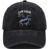 Cape Verde Islands Map National Flag Washed Cotton Baseball Cap Cabo Verde Archipelago Geography Pride
