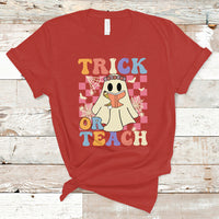 Halloween Teacher T Shirt Trick or Teach Retro Floral Ghost Funny Halloween Teacher - Wonder Print Shop