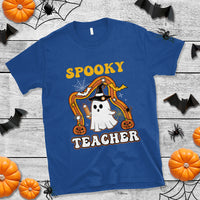 Halloween Teacher T Shirt Spooky Teacher Retro Rainbow Ghost Funny Halloween Teacher - Wonder Print Shop