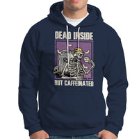 Halloween Hoodie Dead Inside But Caffeinated Skeleton Halloween Costume - Wonder Print Shop