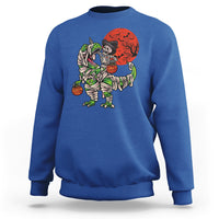 Halloween Sweatshirt Halloween Skeleton Riding Dinosaur Funny Scary Pumpkin - Wonder Print Shop