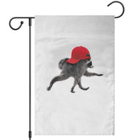 Funny Jimothy Raccoon Wearing Red Cap Graphic Garden Flag Viral Seattle Trash Panda Feral Legend