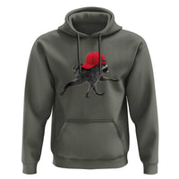 Funny Jimothy Raccoon Wearing Red Cap Graphic Hoodie Viral Seattle Trash Panda Feral Legend