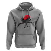 Funny Jimothy Raccoon Wearing Red Cap Graphic Hoodie Viral Seattle Trash Panda Feral Legend