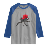 Funny Jimothy Raccoon Wearing Red Cap Graphic Raglan Shirt Viral Seattle Trash Panda Feral Legend