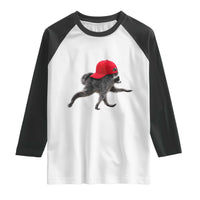 Funny Jimothy Raccoon Wearing Red Cap Graphic Raglan Shirt Viral Seattle Trash Panda Feral Legend