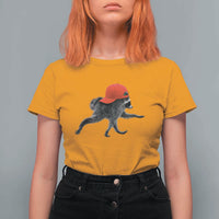 Funny Jimothy Raccoon Wearing Red Cap Graphic T Shirt For Women Viral Seattle Trash Panda Feral Legend