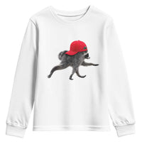 Funny Jimothy Raccoon Wearing Red Cap Graphic Youth Sweatshirt Viral Seattle Trash Panda Feral Legend