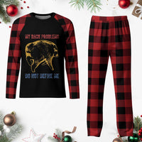 Funny Jimothy Meme Back Pain Humor Plaid Pajama Set My Back Problems Do Not Define Me Viral Seattle Raccoon