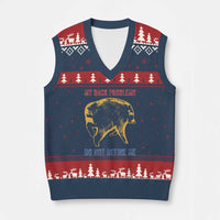 Funny Jimothy Meme Back Pain Humor V-Neck Knit Sweater Vest My Back Problems Do Not Define Me Viral Seattle Raccoon