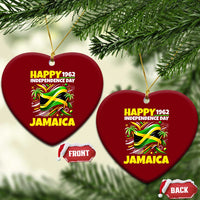 Happy Jamaican Independence Day 1962 Graphic Ceramic Ornament Jamaica Waving Flag and Palm Trees Caribbean Pride