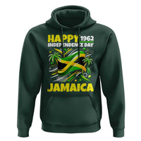 Happy Jamaican Independence Day 1962 Graphic Hoodie Jamaica Waving Flag and Palm Trees Caribbean Pride