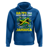 Happy Jamaican Independence Day 1962 Graphic Hoodie Jamaica Waving Flag and Palm Trees Caribbean Pride