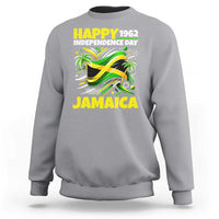 Happy Jamaican Independence Day 1962 Graphic Sweatshirt Jamaica Waving Flag and Palm Trees Caribbean Pride