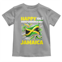 Happy Jamaican Independence Day 1962 Graphic Toddler T Shirt Jamaica Waving Flag and Palm Trees Caribbean Pride
