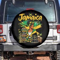 Proud Jamaican Queen Jamaica Roots Heritage Spare Tire Cover Doctor Bird and Island Landmarks Graphic