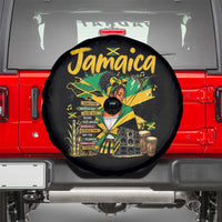Proud Jamaican Queen Jamaica Roots Heritage Spare Tire Cover Doctor Bird and Island Landmarks Graphic
