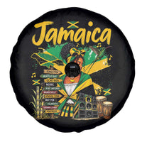 Proud Jamaican Queen Jamaica Roots Heritage Spare Tire Cover Doctor Bird and Island Landmarks Graphic