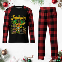 Proud Jamaican Queen Jamaica Roots Heritage Plaid Pajama Set Doctor Bird and Island Landmarks Graphic