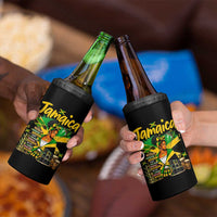Proud Jamaican Queen Jamaica Roots Heritage 4 in 1 Can Cooler Tumbler Doctor Bird and Island Landmarks Graphic