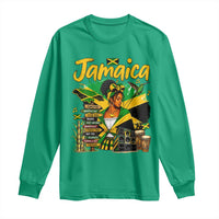 Proud Jamaican Queen Jamaica Roots Heritage Long Sleeve Shirt Doctor Bird and Island Landmarks Graphic