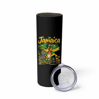 Proud Jamaican Queen Jamaica Roots Heritage Skinny Tumbler Doctor Bird and Island Landmarks Graphic