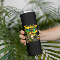 Proud Jamaican Queen Jamaica Roots Heritage Skinny Tumbler Doctor Bird and Island Landmarks Graphic
