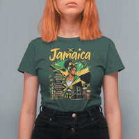 Proud Jamaican Queen Jamaica Roots Heritage T Shirt For Women Doctor Bird and Island Landmarks Graphic