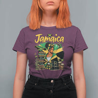 Proud Jamaican Queen Jamaica Roots Heritage T Shirt For Women Doctor Bird and Island Landmarks Graphic