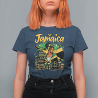 Proud Jamaican Queen Jamaica Roots Heritage T Shirt For Women Doctor Bird and Island Landmarks Graphic