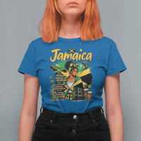 Proud Jamaican Queen Jamaica Roots Heritage T Shirt For Women Doctor Bird and Island Landmarks Graphic