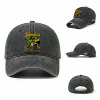 Proud Jamaican Queen Jamaica Roots Heritage Washed Cotton Baseball Cap Doctor Bird and Island Landmarks Graphic