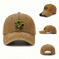 Proud Jamaican Queen Jamaica Roots Heritage Washed Cotton Baseball Cap Doctor Bird and Island Landmarks Graphic