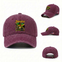 Proud Jamaican Queen Jamaica Roots Heritage Washed Cotton Baseball Cap Doctor Bird and Island Landmarks Graphic