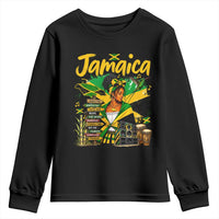 Proud Jamaican Queen Jamaica Roots Heritage Youth Sweatshirt Doctor Bird and Island Landmarks Graphic