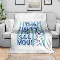 Cute Otter Pun Back To School Retro Preppy Throw Blanket Otterly Happy To See You